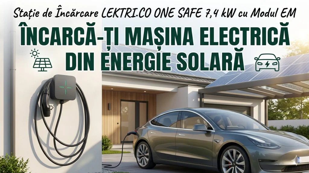 Stație de Încărcare LEKTRI.CO ONE SAFE 7,4 kW cu Modul EM – Încarcă-ți Mașina Electrică din Energie Solară