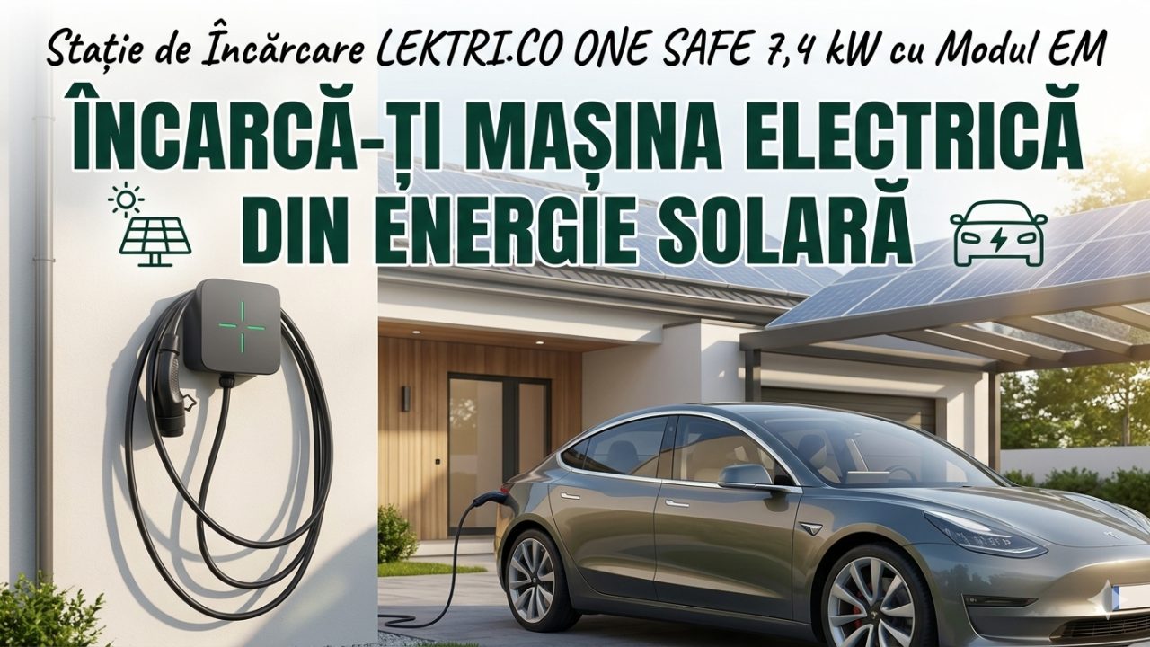Stație de Încărcare LEKTRI.CO ONE SAFE 7,4 kW cu Modul EM – Încarcă-ți Mașina Electrică din Energie Solară